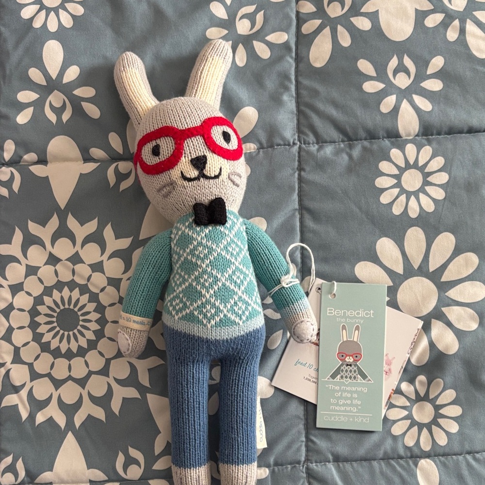 Cuddle + Kind Benedict the Bunny, Little 13”, Hand Knit Doll